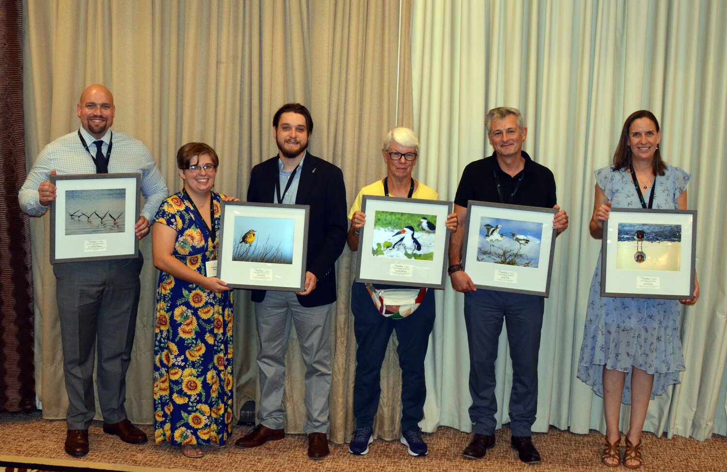 Audubon Florida's 2023 conservation leaders included (left to right): Lt. Michael Bibeau, Joe Earl Collins, II (accepted by family members Eli Collins and Katie Everett), Wendy Meehan, Mark Cook, and Janell Brush. Photo: Charles Lee/Audubon Florida.